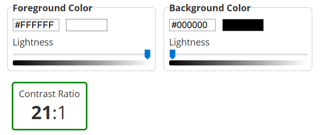 Black BG White Text