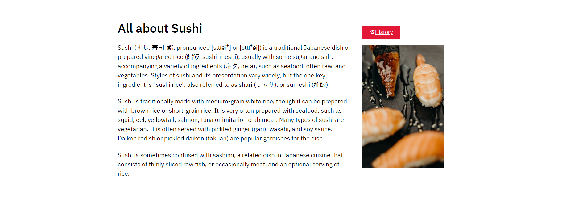 Sushi spotlight section